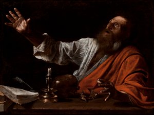 De Visie van Sint Hiëronymus door Michelangelo (follower of) Caravaggio