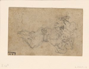 Michelangelo - David en Goliath. Verso gelijnde architectuurstudies, ca. 1550-1556, I, 32b