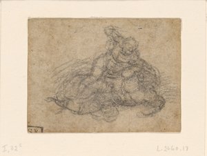 Michelangelo - David en Goliath. Verso gelijnde architectuurstudies, ca. 1550-1556, I, 32c