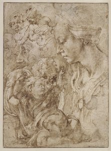 Studies voor een heilige familie door Michelangelo