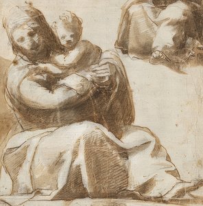 Zittende Madonna met kind door Michelangelo Anselmi