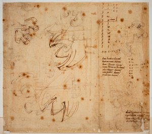 Autograafstudies en tellingen door Michelangelo Buonarroti