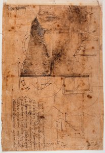 Autograaf architecturale studies en poëtische fragmenten door Michelangelo Buonarroti