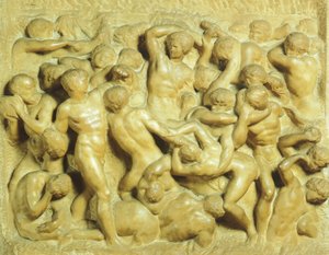Slag van de Lapithen tegen de Centauren door Michelangelo, marmer
