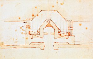 Tekening van vestingwerken voor Florence, ontwerp door Michelangelo Buonarroti (1475-1564), Italië door Michelangelo Buonarroti