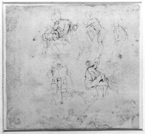 Figurenstudie, c.1511 door Michelangelo Buonarroti