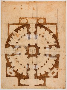 Plattegrond voor San Giovanni dei Fiorentini door Michelangelo Buonarroti