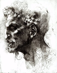 Hoofd van een sater door Michelangelo Buonarroti