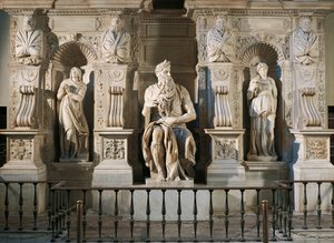 Italië, Rome, Basiliek van Sint-Pieter, Rachel, Mozes en Leah, detail van het graf van Julius II, circa 1515, door Michelangelo (1475-1564)