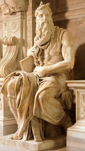 Mozes, (detail) door Michelangelo Buonarroti