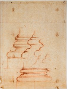 Zuilbases voor de Nieuwe Sacristie, handgeschreven inscripties door Michelangelo Buonarroti