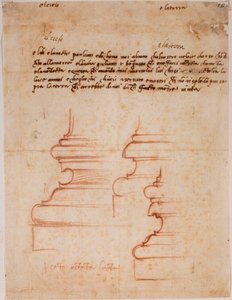 Zuilbases voor de Nieuwe Sacristie, handgeschreven inscripties door Michelangelo Buonarroti