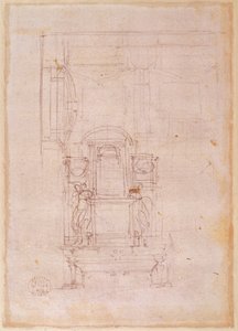 Voorbereidende tekening voor het graf van paus Julius II door Michelangelo Buonarroti