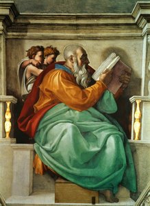 Profeten en Sibyllen: Zacharia Sixtijnse Kapel plafond in het Vaticaan, 1508-1512 door Michelangelo Buonarroti