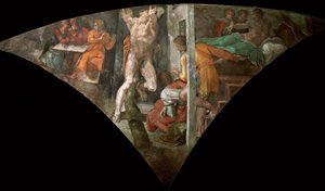 Straf van Haman (Sixtijnse Kapel plafond) door Michelangelo Buonarroti