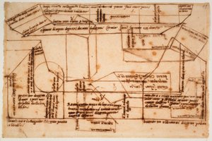 Schetsen van marmerblokken voor het graf van Julius II door Michelangelo Buonarroti
