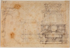 Studi da monumenti tombali per la Sagrestia Nuova door Michelangelo Buonarroti