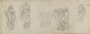 Studies voor een Pietà en een graflegging door Michelangelo Buonarroti