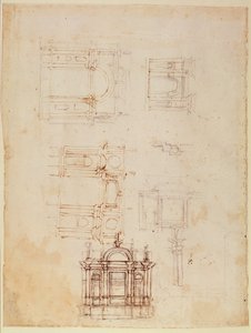 Studies voor architectonische compositie in de vorm van een triomfboog, ca. 1516 door Michelangelo Buonarroti