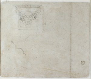 Studies van Architectonische Details en een grotesk Masker, c1490-1560 door Michelangelo Buonarroti