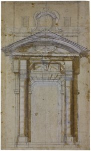 Studie voor Porta Pia in Rome, ca. 1561 door Michelangelo Buonarroti
