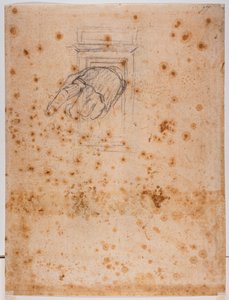Studie voor een pilaar en hand door Michelangelo Buonarroti