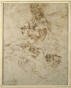 Studie van een Zittende Jonge Man door Michelangelo Buonarroti