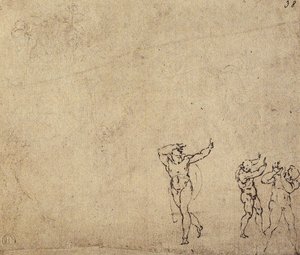 Studie van naaktfiguren: tekening door Michelangelo door Michelangelo Buonarroti
