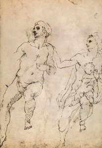 Studie van enkele naakte figuren, Louvre, Parijs door Michelangelo Buonarroti