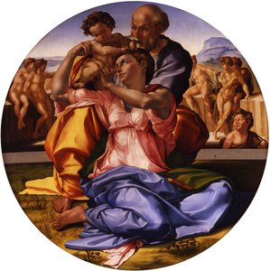De Heilige Familie (Doni Tondo) door Michelangelo Buonarroti