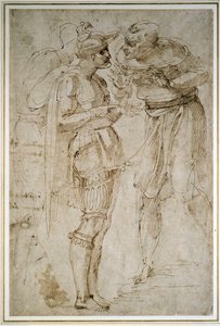 Drie mannen in gesprek door Michelangelo Buonarroti