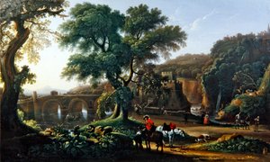 Een landschap met figuren