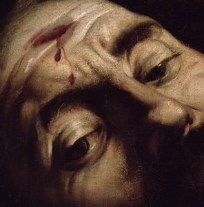 David overwint Goliath, ca. 1600 (detail) door Michelangelo Merisi Caravaggio