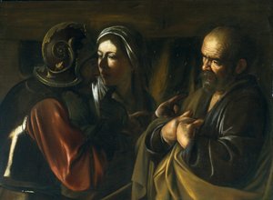 Verloochening van Sint Petrus, 1610 door Michelangelo Merisi Caravaggio