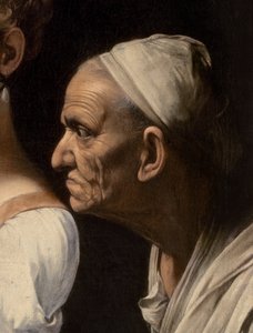 Detail van dienaar uit Judith en Holofernes, 1599 door Michelangelo Merisi Caravaggio