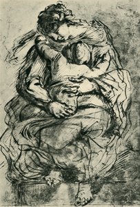 Madonna en kind, laat 16e-begin 17e eeuw, 1943 door Michelangelo Merisi Caravaggio
