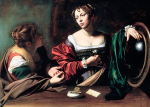 Martha en Maria Magdalena door Michelangelo Merisi Caravaggio