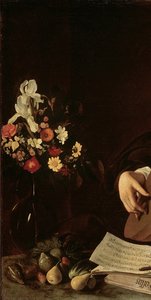 De Luitspeler, c.1595 (detail) door Michelangelo Merisi Caravaggio
