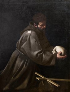 Sint Franciscus in meditatie door Michelangelo Merisi da Caravaggio