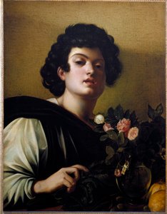 Jonge jongen in de vaas van rozen door Michelangelo Merisi da Caravaggio