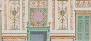 Interieur Versierde Muur met Deuren en Open Haard, nos. 344-350