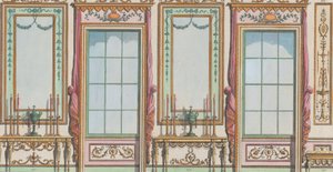 Interieur Versierde Muur met Ramen en Spiegelglazen, nr. 267-273, 27 februari 1784 door Michelangelo Pergolesi