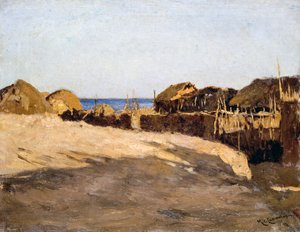 Eritrees landschap, door Michele Cammarano (1835-1920) door Michele Cammarano