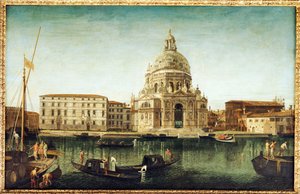Santa Maria della Salute, Venetië, met Gondels op het Grote Kanaal door Michele Marieschi