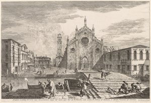 Gezichten van Venetië: Campo dei Frari door Michele Marieschi