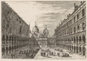 Gezichten van Venetië: De binnenplaats van het Dogepaleis, 1741