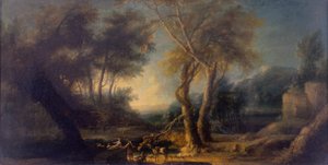 Rotsachtig landschap, c.1730 door Michele Pagano