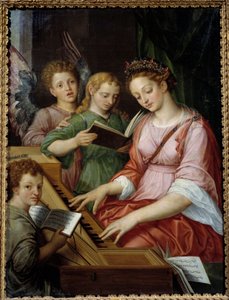 Sint Cecilia speelt klavecimbel