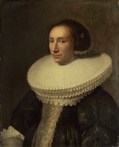 Portret van een dame met een kraag door Michiel van Miereveld
