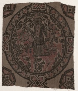 Fragment met ruiter valkenier koning, Iran of Irak, Abbasid periode